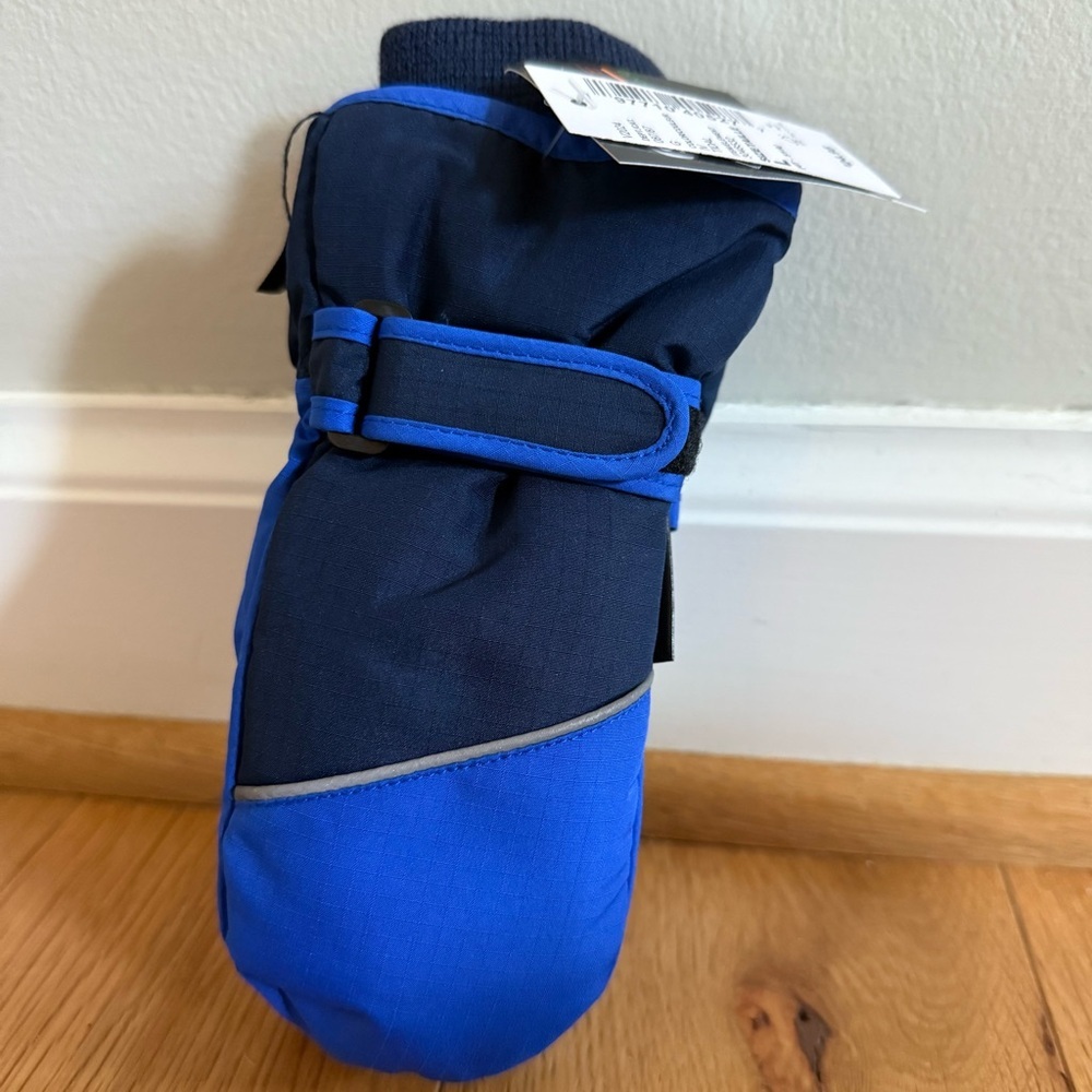 Cozy Blue and Black Kids Mittens - Picture 2 of 6